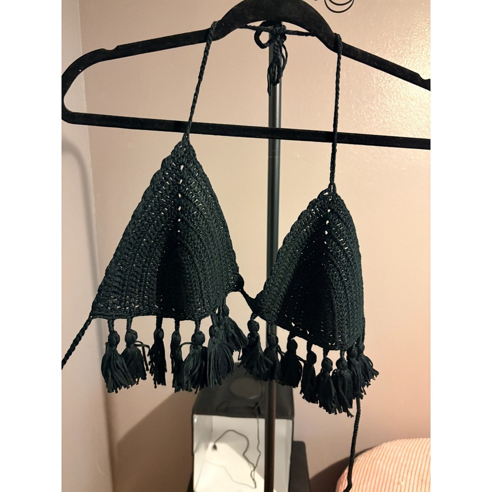 POL Bralette Black with Tassels , Knit, Style FST168 Sz S